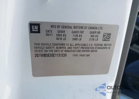 2012 Chevrolet Impala Lt from USA, damaged, VIN 2G1WB5E30C1131239